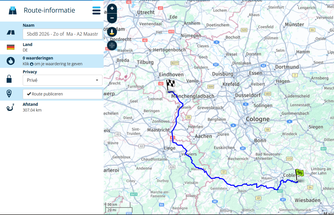 Kaart route Zo of Ma